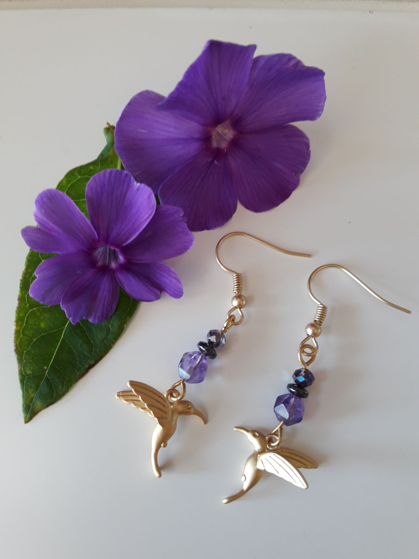 Boucles D'Oreilles Colibri Cristal