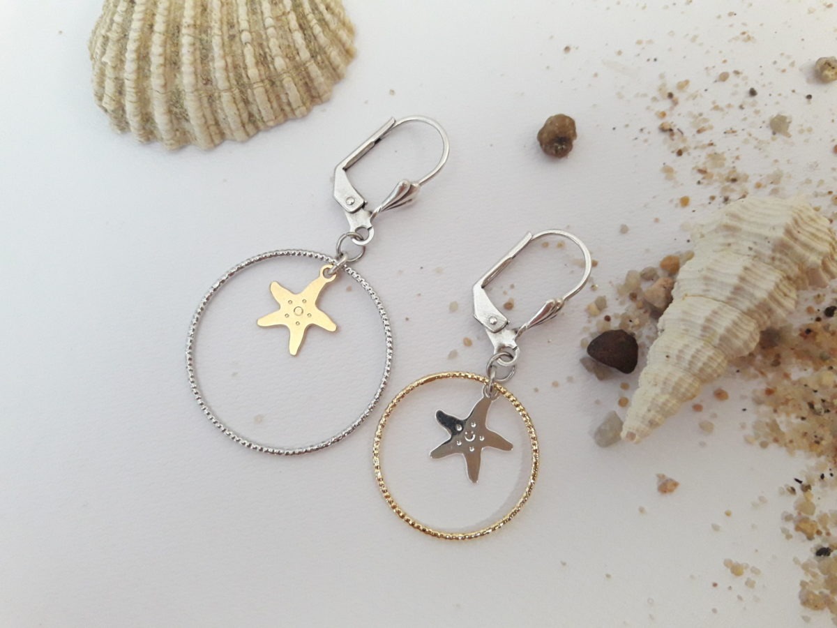 Boucles d'oreilles dissociées étoiles