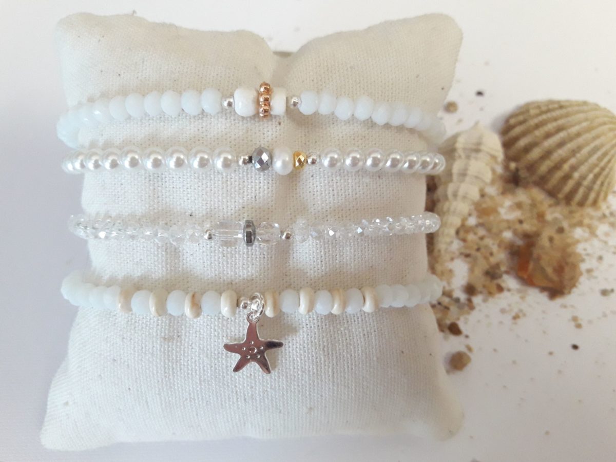Bracelets associés blanc et nacre