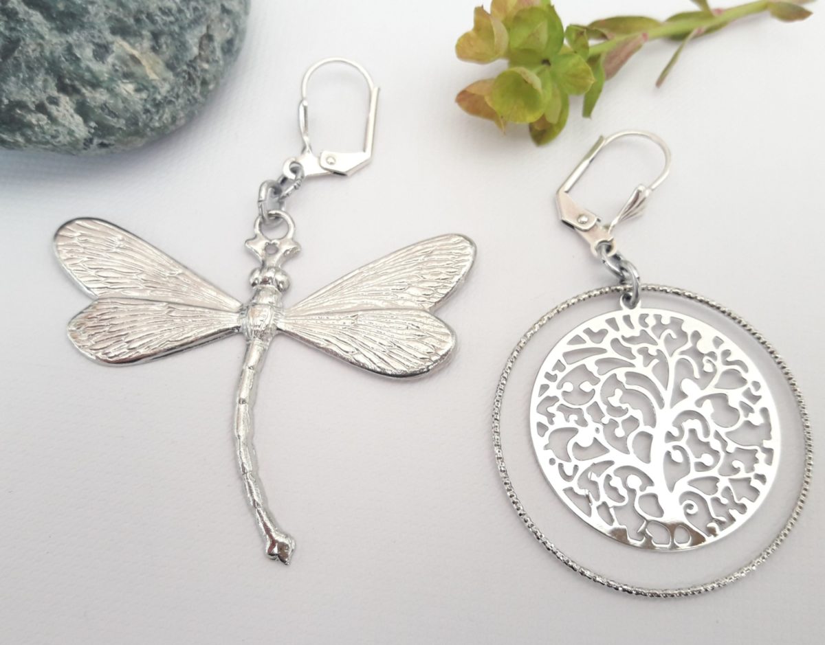 Boucles d'oreilles dissociées Libellule