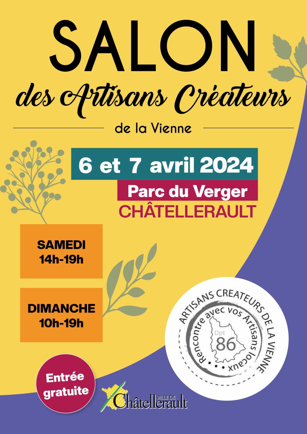 Salon Des Artisans Créateurs de la Vienne le 6 et 7 avril Parc du Verger Châtellerault